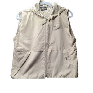 Canyon Womens Golf Gear Tour Vest Beige Size Large 100% Polyester Lined Hooded